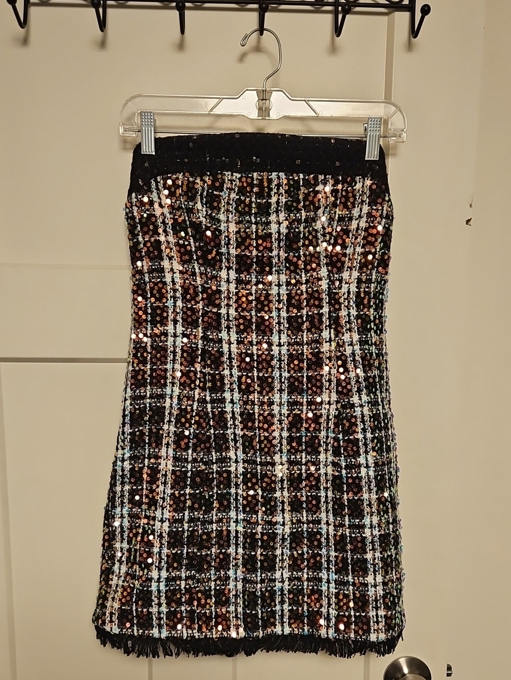 Sequined Plaid Mini Dress